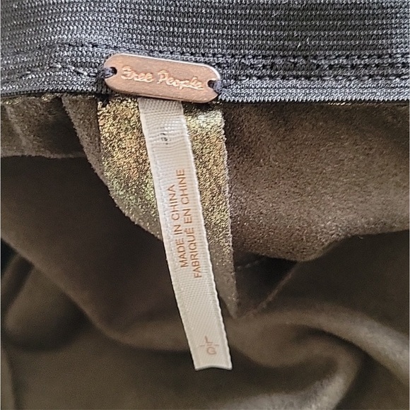 Free People BRUSHED METALLIC BRONZE GOLD SILVER WIDE LEG Track Pants Wide M L - Picture 14 of 16